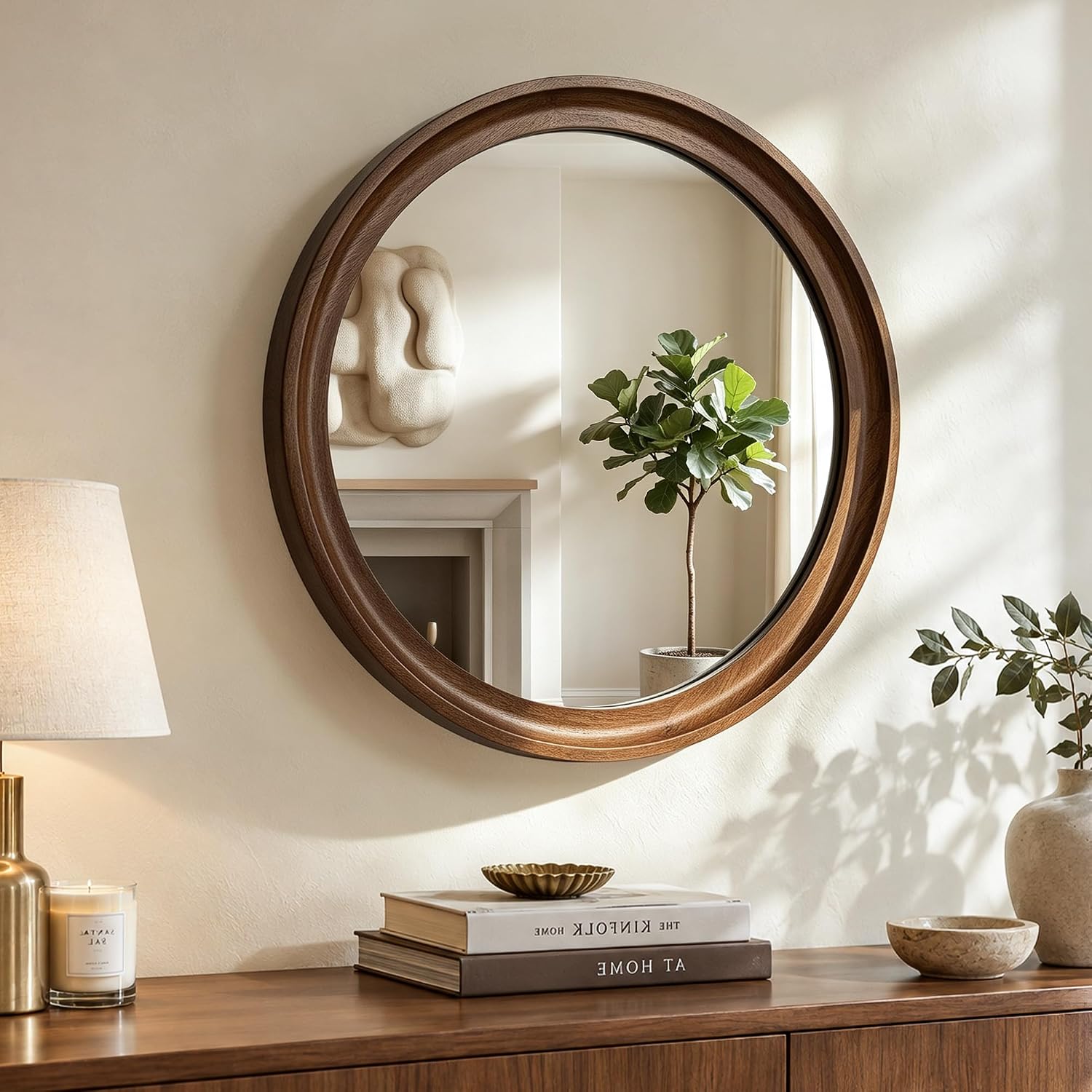 Round Wood Mirror, 22