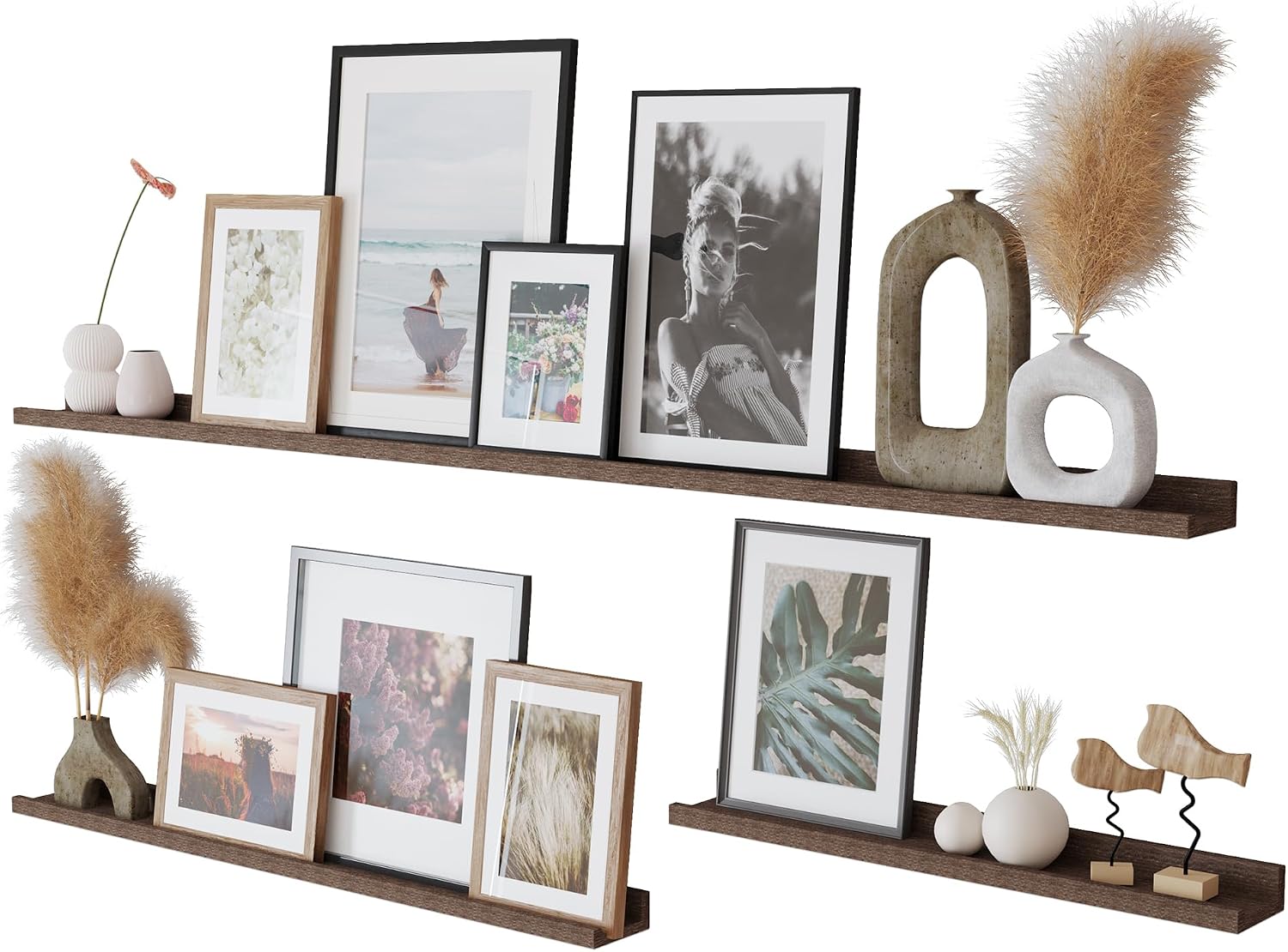 Rustic State Ted Picture Ledge Shelf with Lip, Varied Sizes, Set of 3