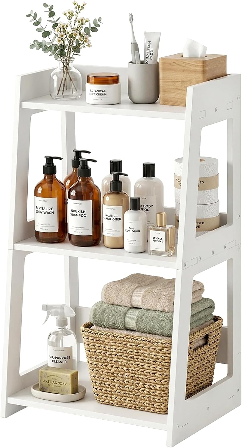 3-Tier Bathroom Ladder Shelf Freestanding, 15.7