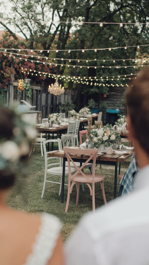 A backyard wedding saving significant budget without sacrificing style