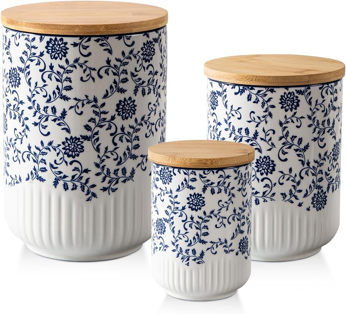 3 Pcs Ceramic Canisters Set for Kitchen, 74/36/18 oz