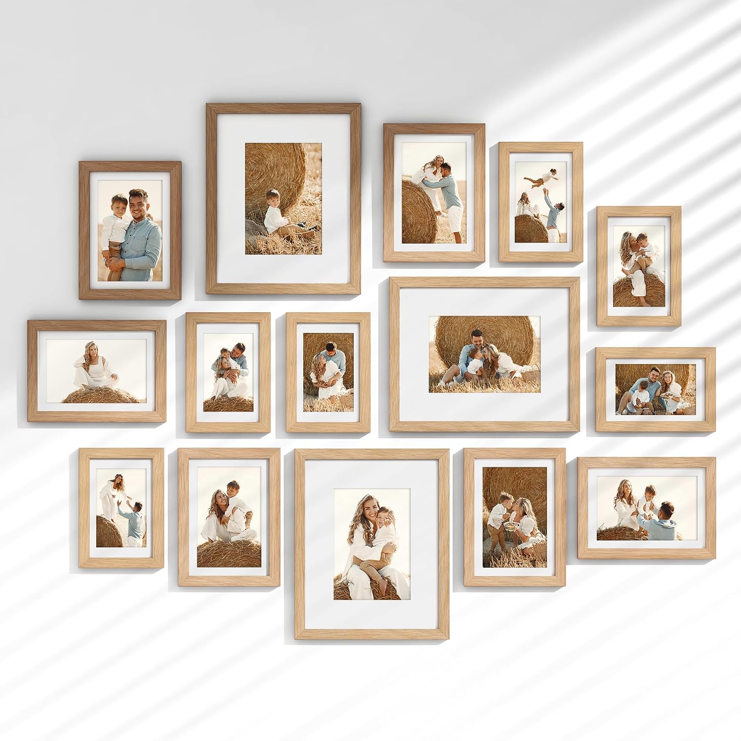 Venusmiles 15 Pack Picture Frames Collage Wall Decor, Gallery Frame Set, Oak