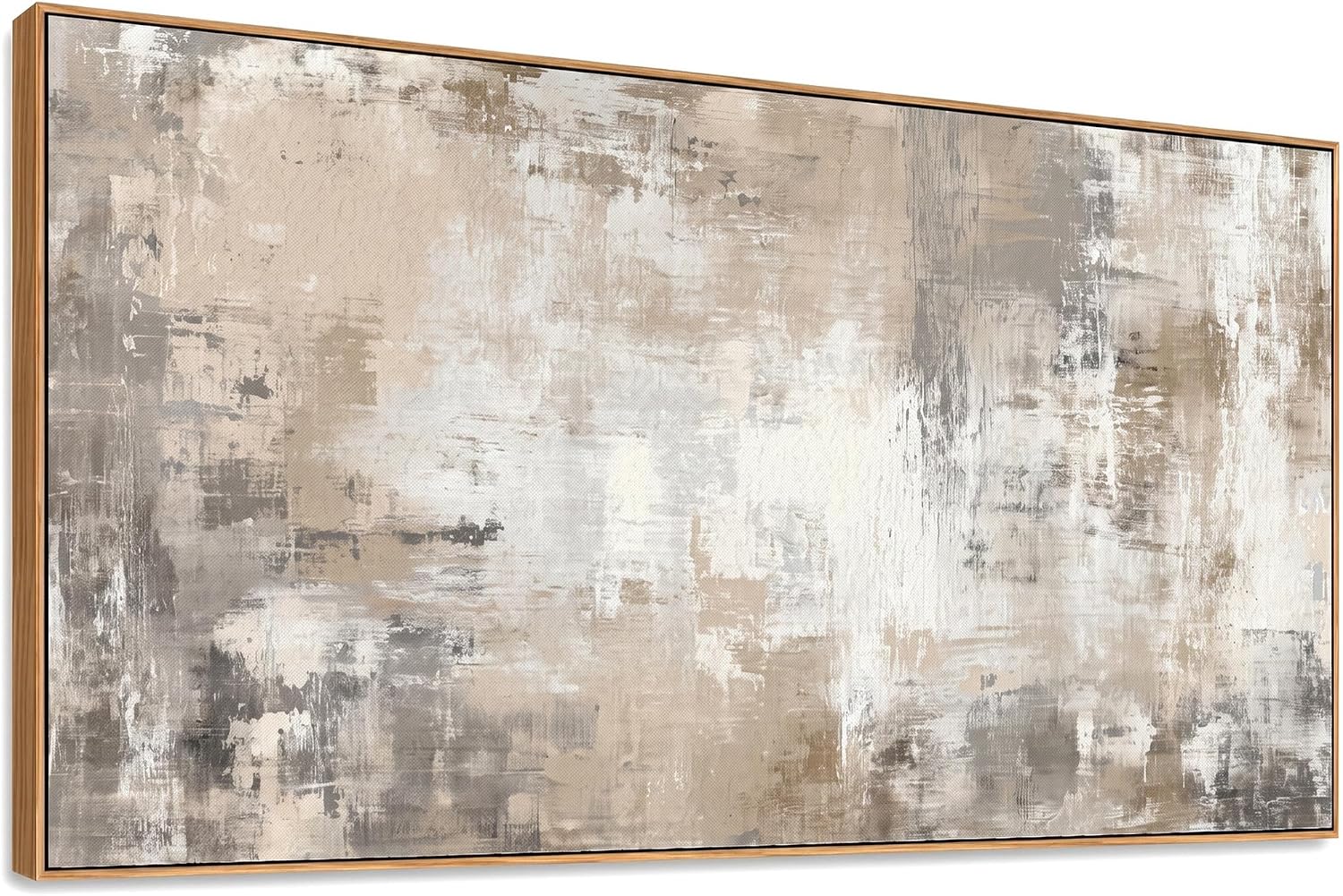 HUADAOART Abstract Canvas Wall Art, Neutral Beige Gray Framed, 20x40 Inch