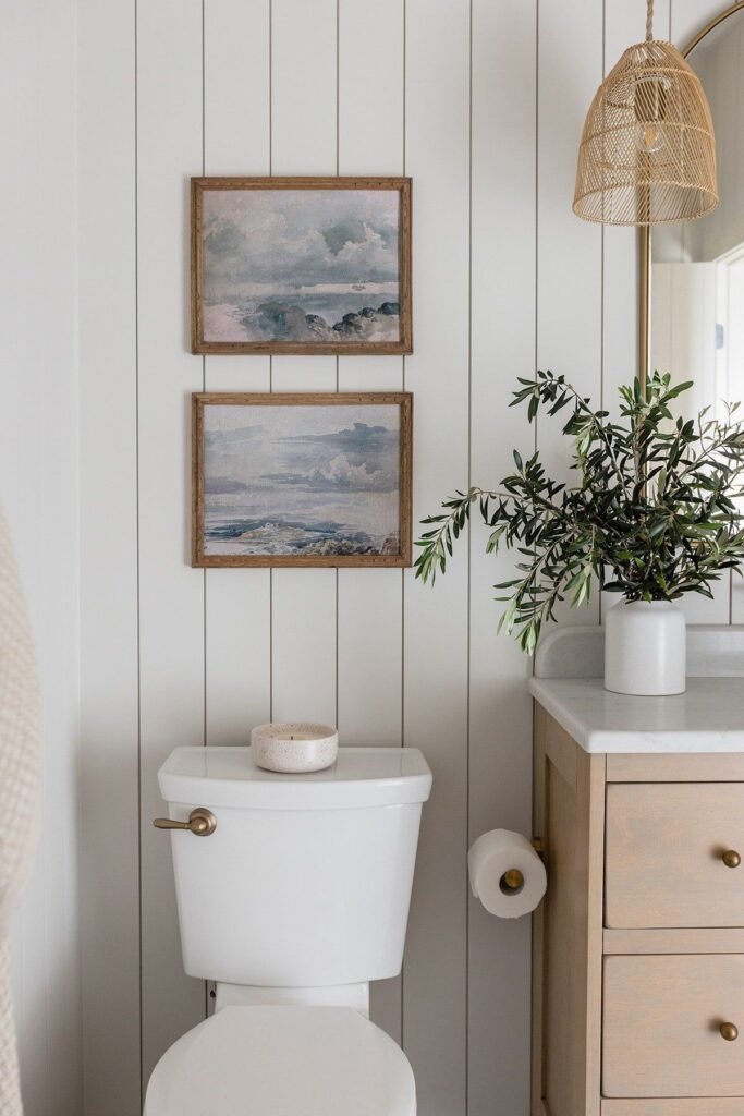 Bathroom art placed strategically away from moisture