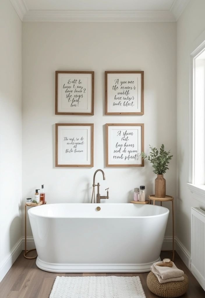 Bathroom wall art positioned for maximum visual impact