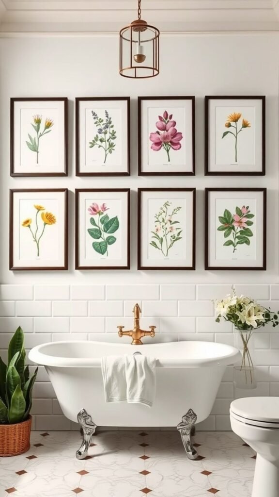 Vintage-inspired bathroom art with distinctive character