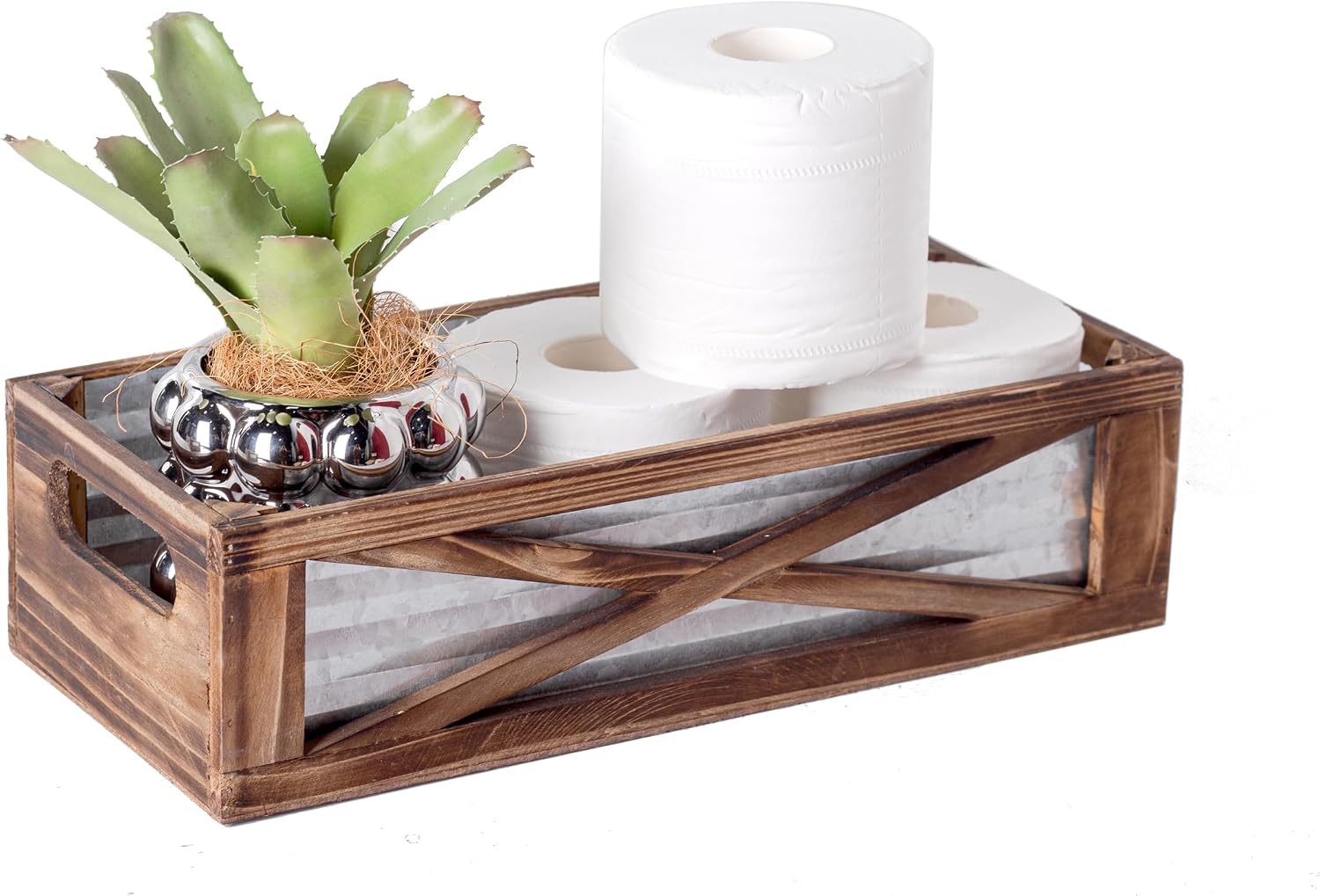 Wooden Toilet Tank Basket, Rustic Bathroom Decor Box, Farmhouse Organizer