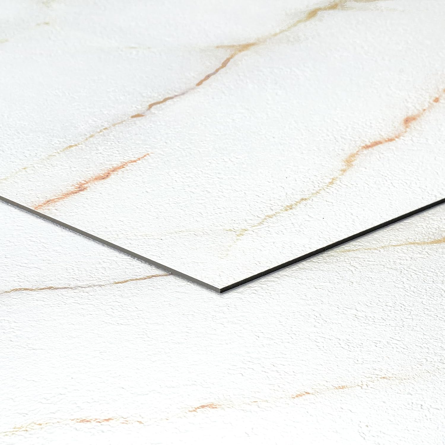 Livelynine Peel and Stick Floor Tile, Pink Gold White Marble, Waterproof, 4-Pack