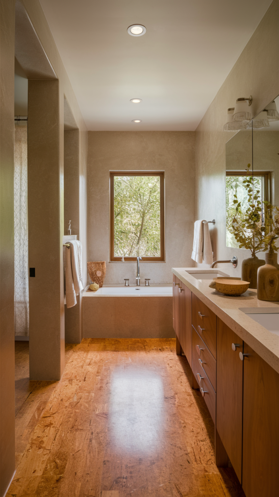 Eco-friendly cork flooring offering comfort and sustainability