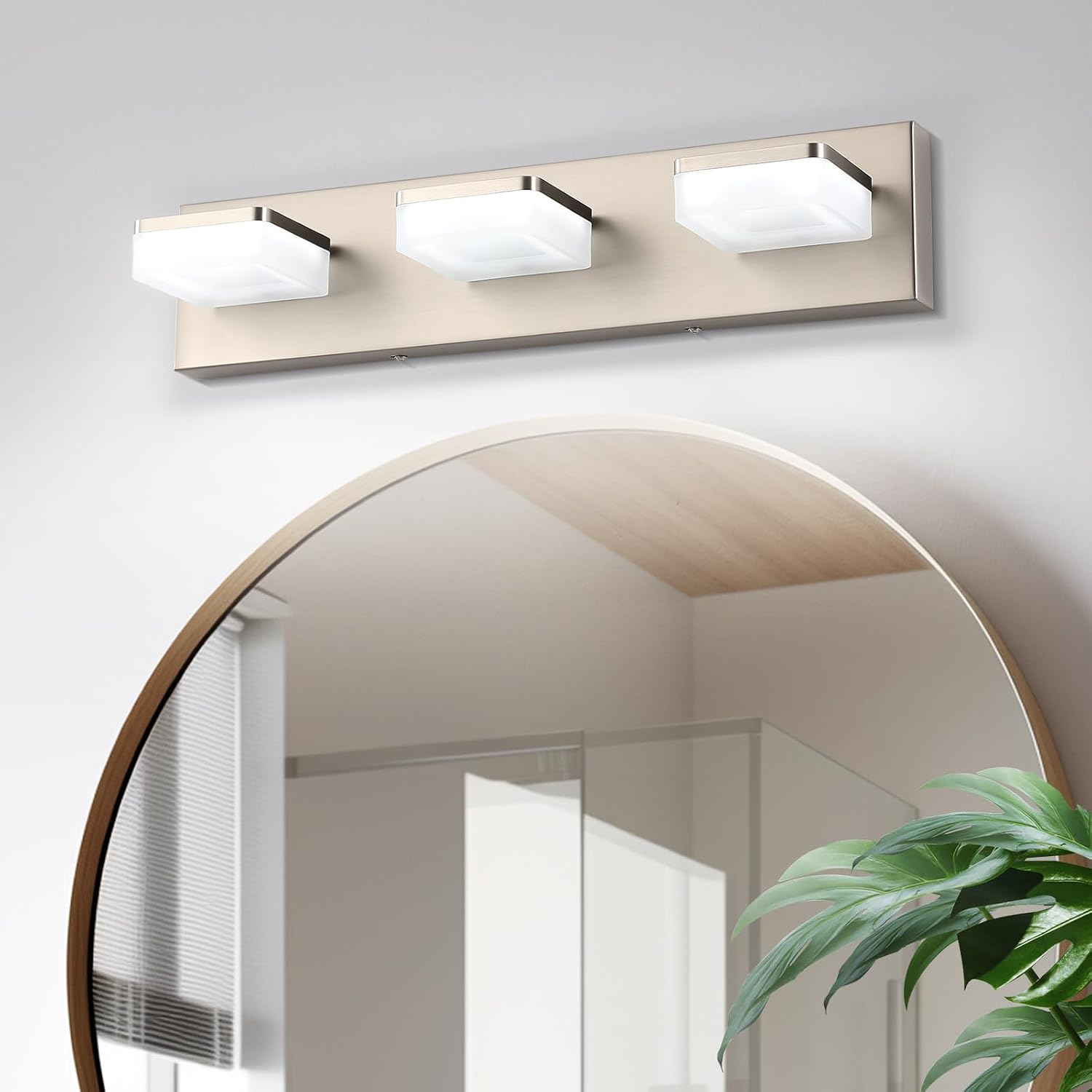 Brushed Nickel Vanity Lights for Bathroom, 3-Light LED, 20 Inch