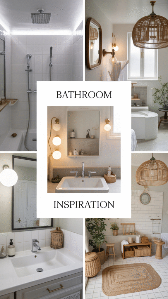Bathroom light fixtures matched to the room's overall design style