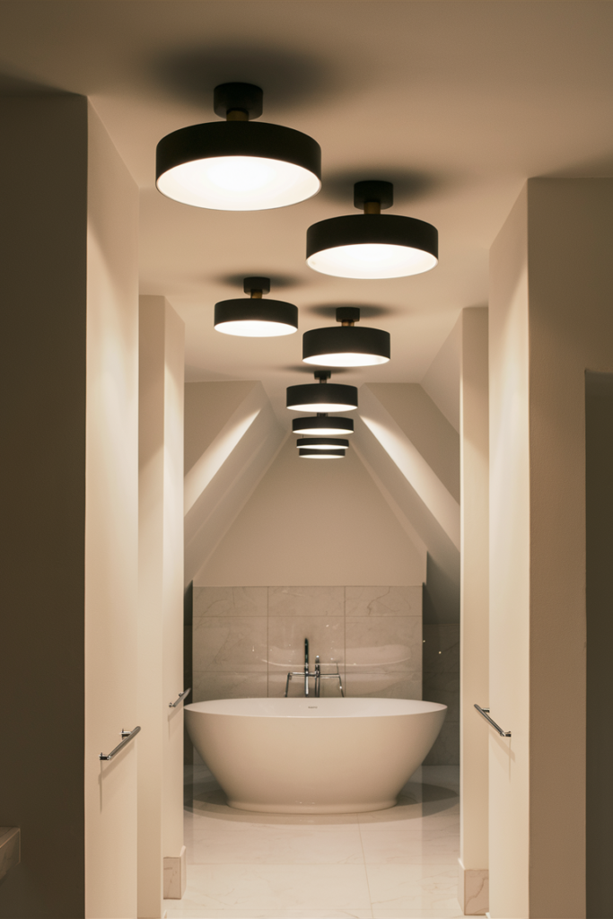 Chic bathroom design with a stylish flush mount light fixture