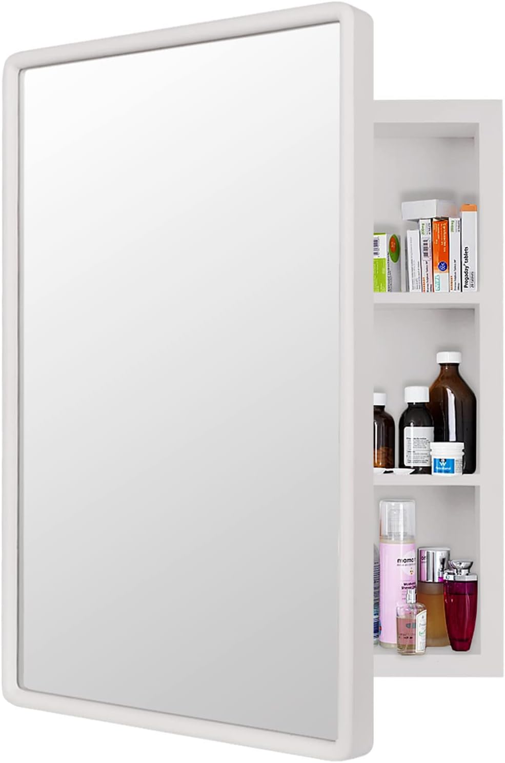 H & A Farmhouse Wood Frame Bathroom Medicine Cabinet, 24''x16'' with Mirror