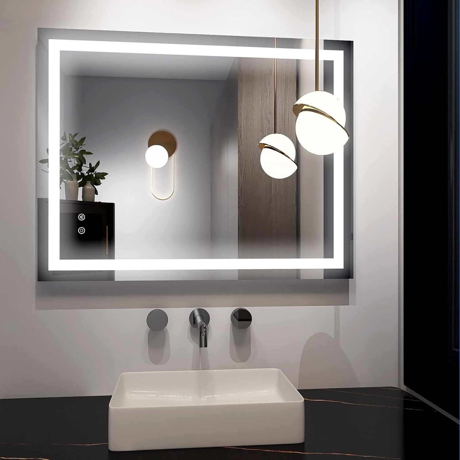 VENETIO Backlit LED Bathroom Mirror with Light and Anti Fog Design
