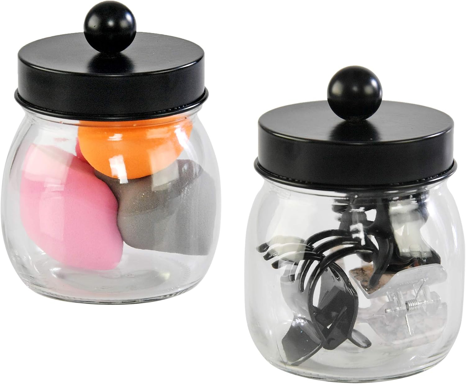 HOME-X Mason Jar for Bathroom Organization, Apothecary Jars with Lids, Set of 2 8oz