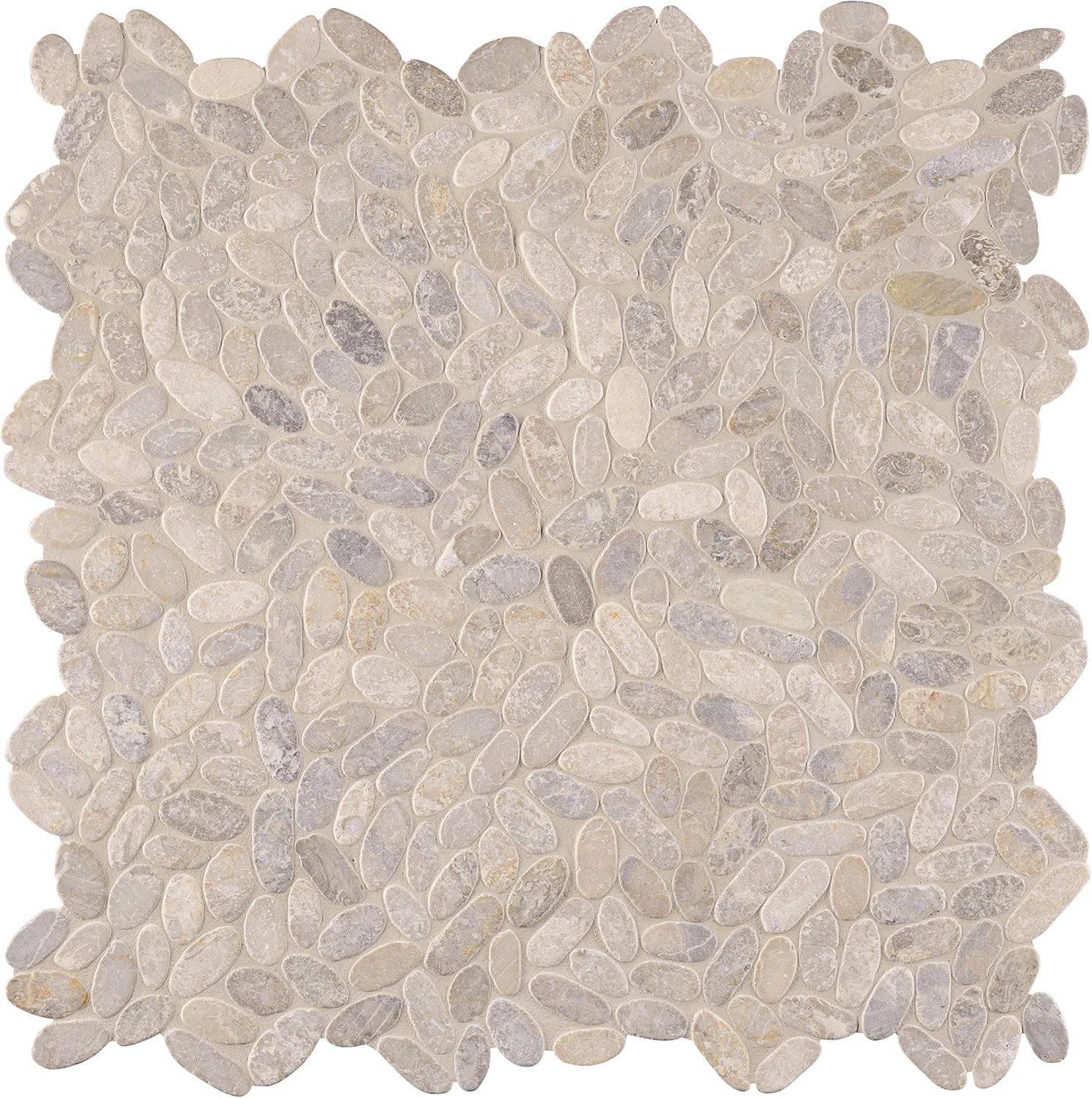 MSI Tumbled Marble Tile, Sliced Pebble Ash, 12.88