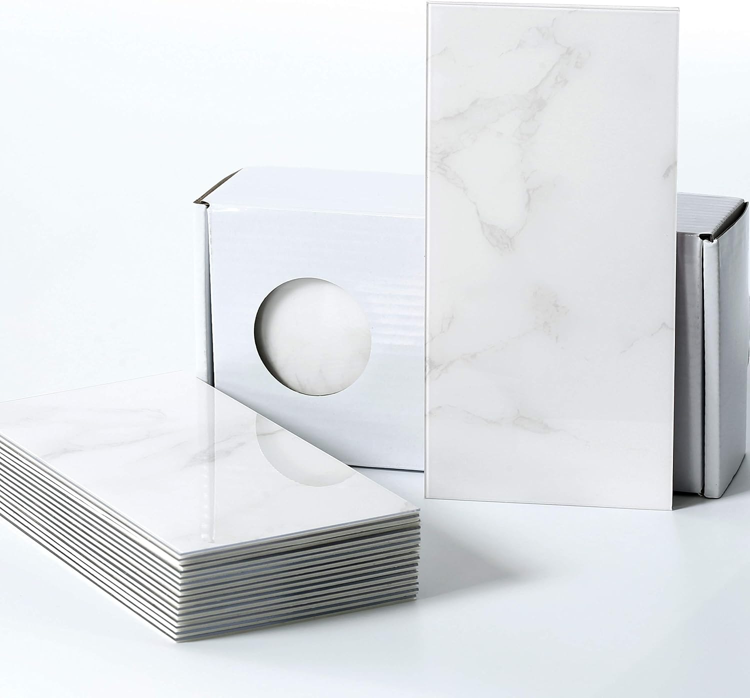 BeNice Peel and Stick Tile Backsplash Bathroom Cararra White 23pcs