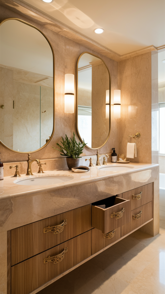 Stunning luxurious bathroom with double vanity setup