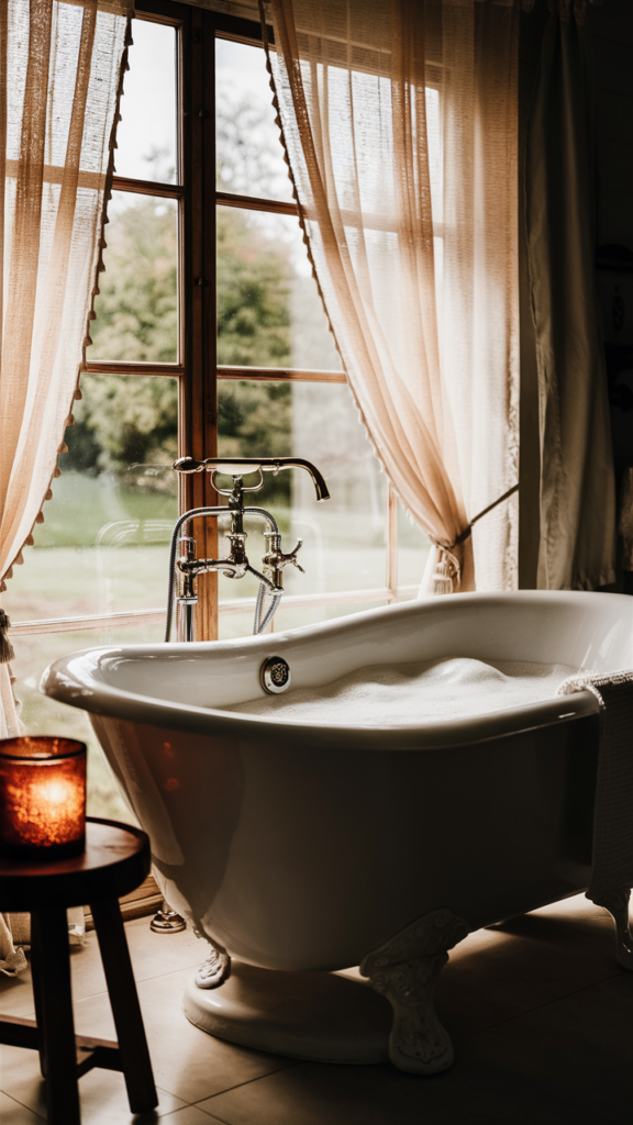 Luxurious bathroom setting with a stunning freestanding tub