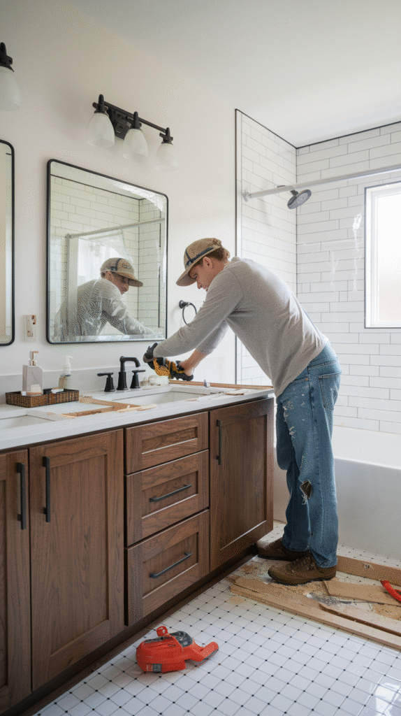 Demolition phase clearing the way for a complete bathroom transformation