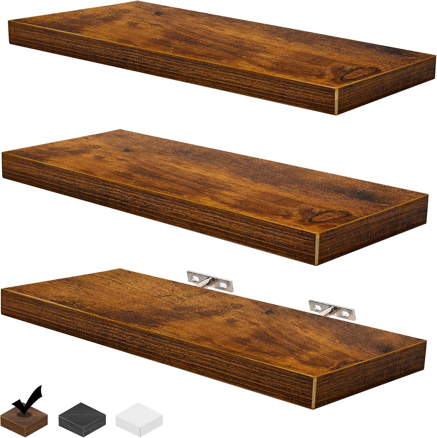 Floating Shelves Set of 3, Wall Mounted Rustic Wood Shelf for Wall Decor