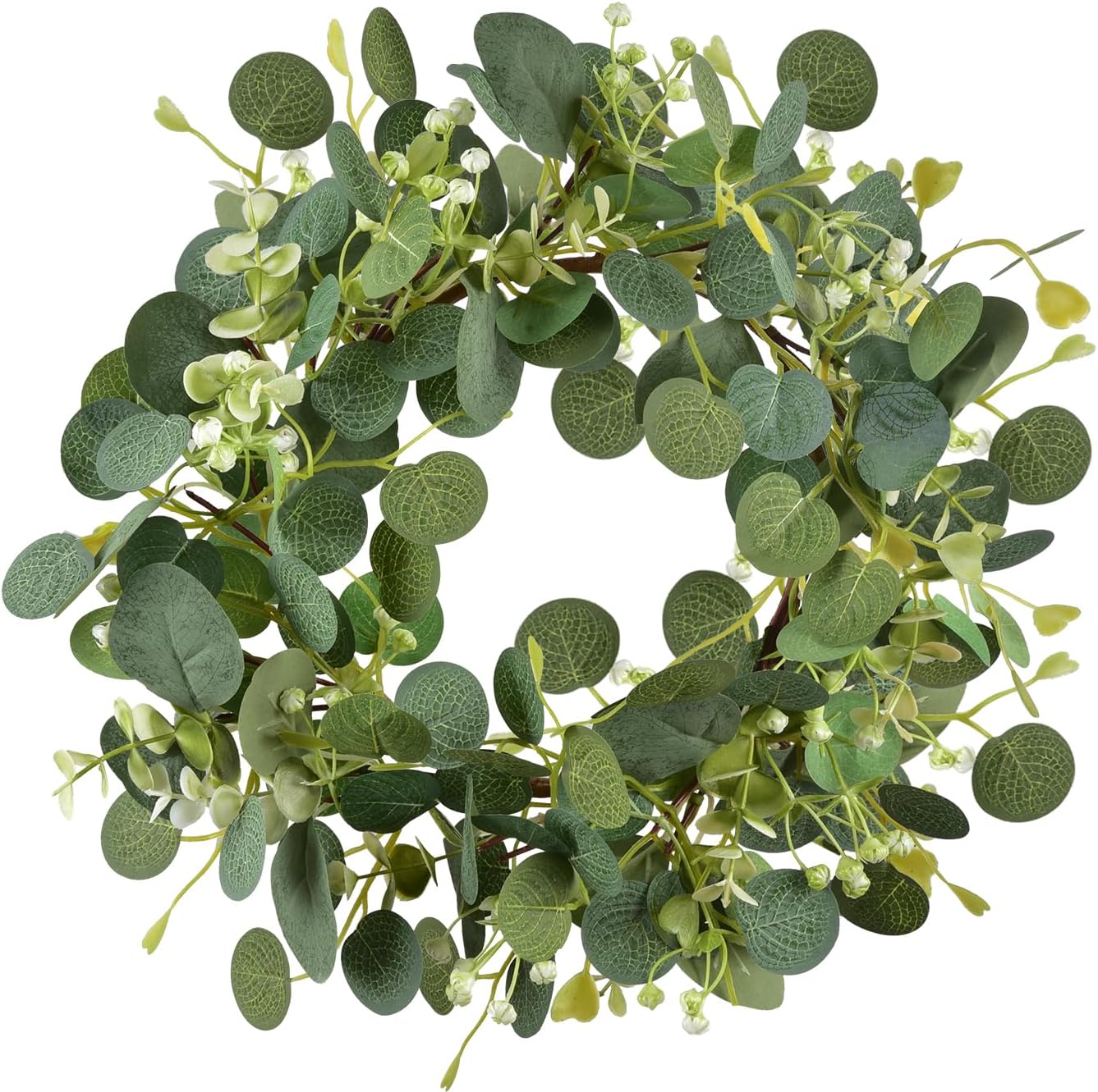 LSKYTOP Green Eucalyptus Wreaths 12'' Artificial Spring Summer Eucalyptus Leaf Wreaths with