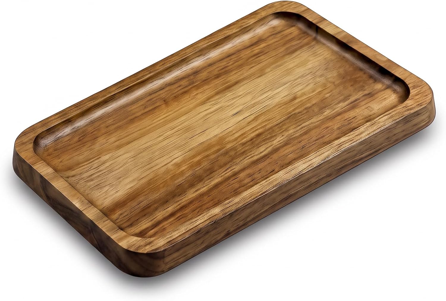 Acacia Wood Bathroom Tray, Small Wooden Vanity Tray for Counter Decor