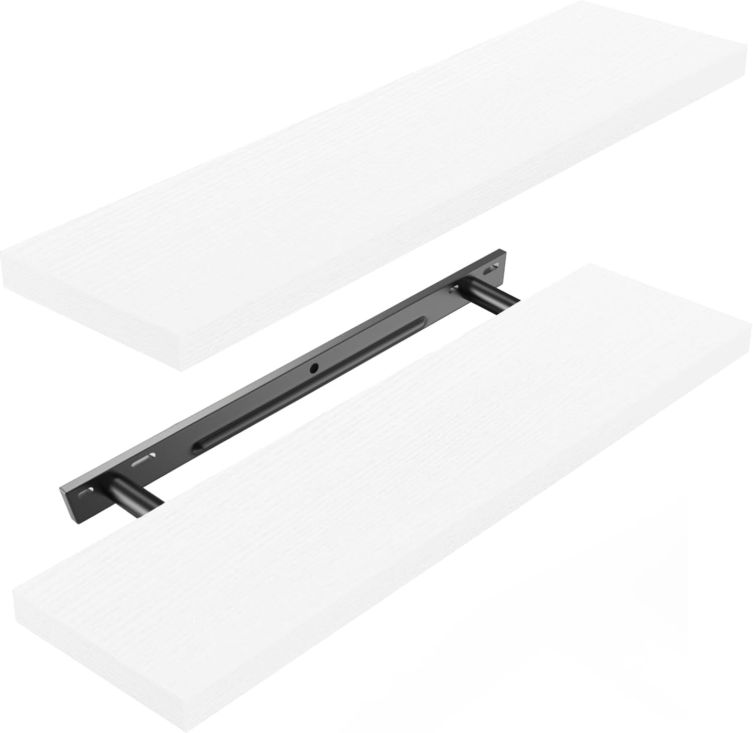 Amada 24 Inch Floating Shelves with Invisible Brackets, Set of 2, White