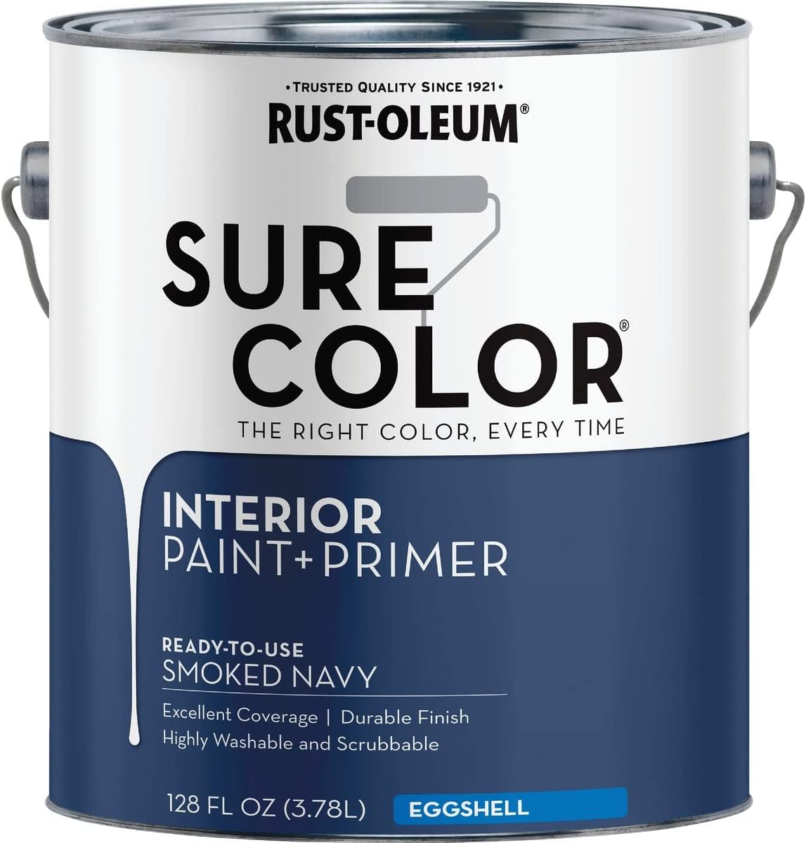 Rust-Oleum Simply Home Interior Wall Paint 332145, Eggshell Smoked Navy, 1 Gallon