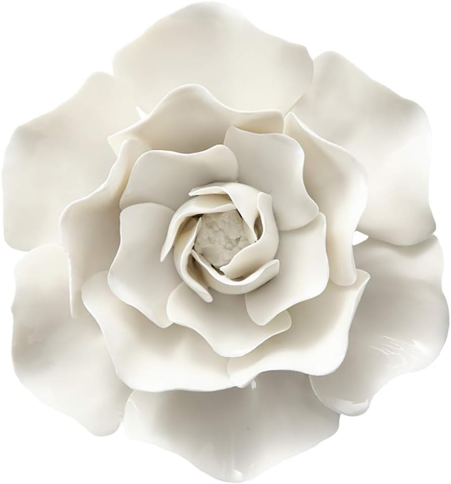 ALYCASO Ceramic Flower Wall Décor Artificial 3D Flower Wall Art for Living Room Home