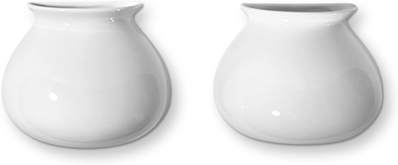 White Ceramic Wall Planters, Set of 2, 4.7 Inch, Flared Design