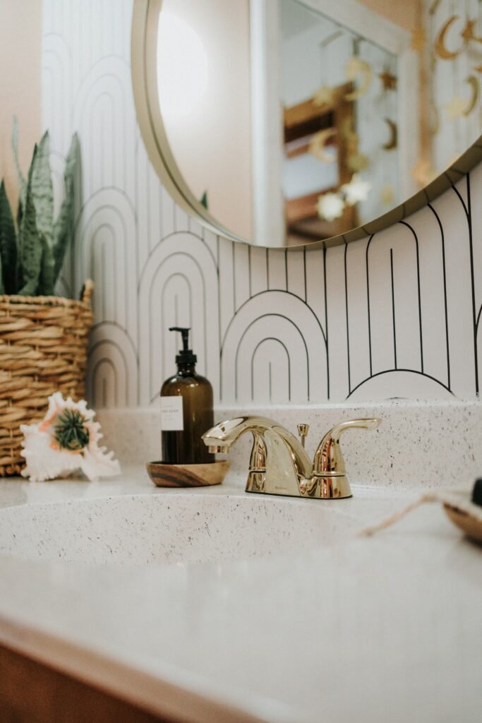 Bathroom wall styled correctly, avoiding common decor mistakes