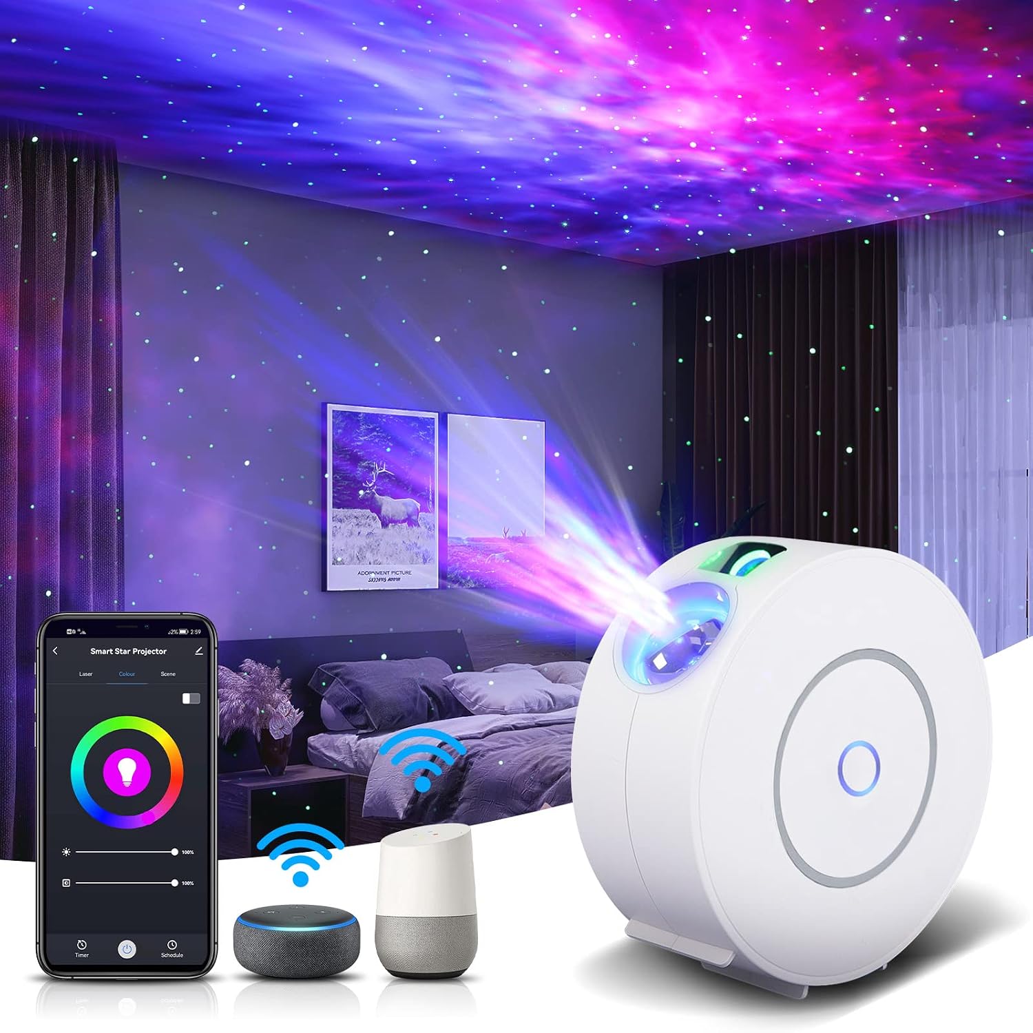 Galaxy Projector for Bedroom, Star Projector Galaxy Light, Northern Lights Projector