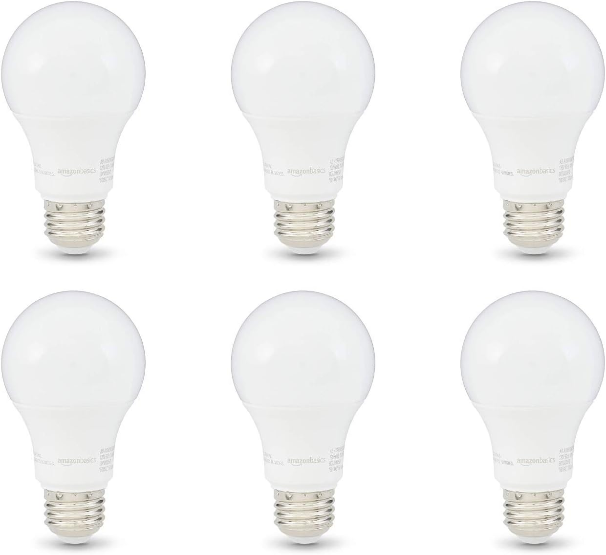 Amazon Basics A19 LED Light Bulbs, 60 Watt Equivalent, Energy Efficient 9W