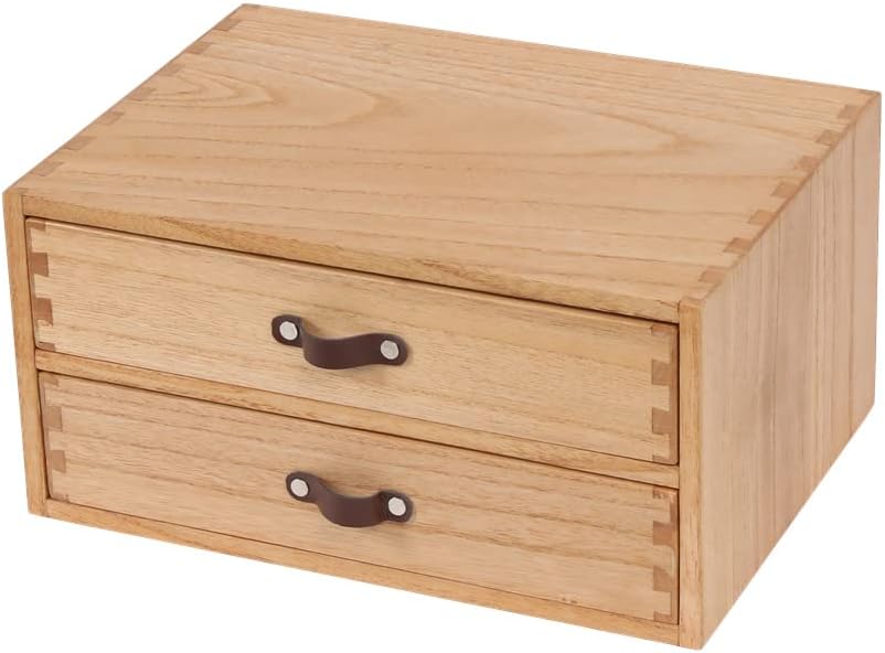 DDYURI Wooden Desk Organizer with 2 Drawers, Desktop Storage Drawers for Office