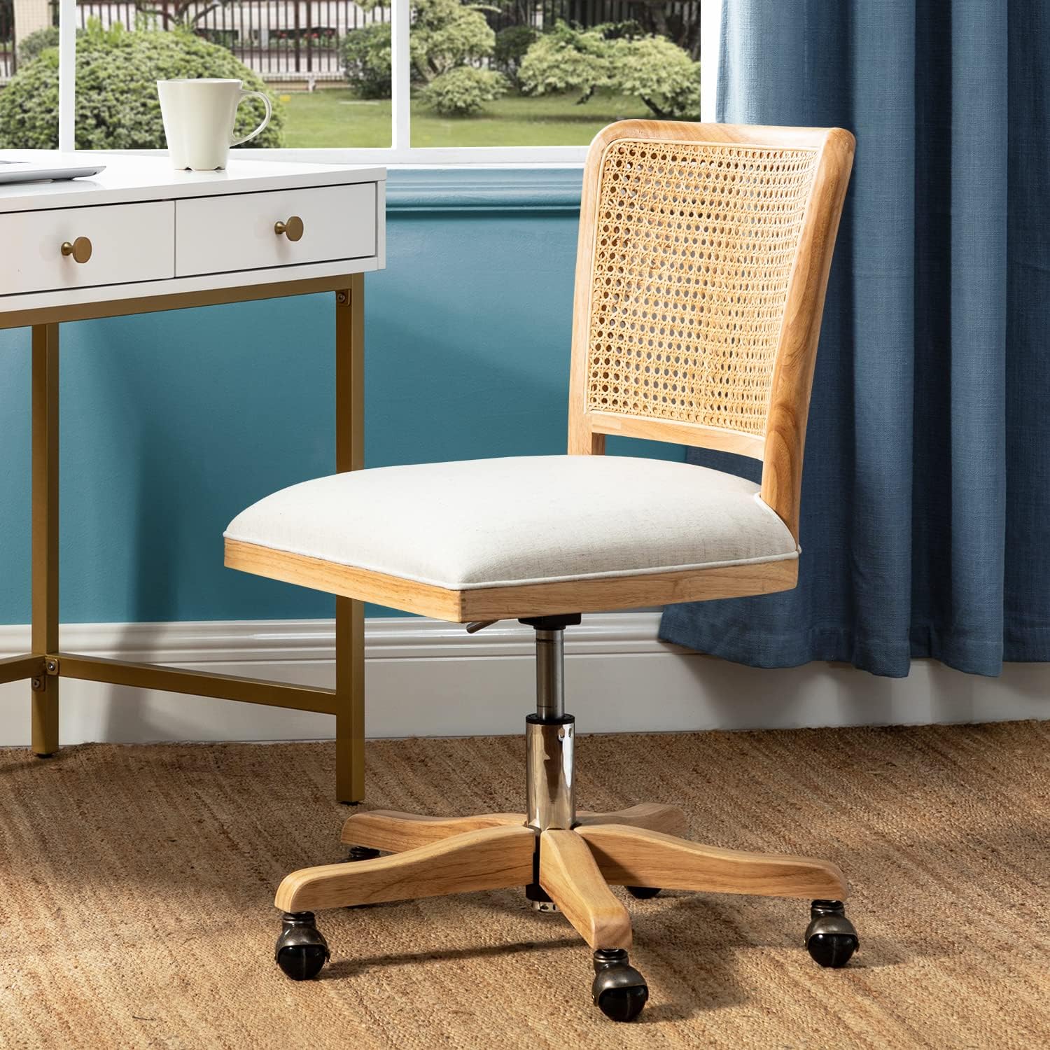 Modern Home Office Chair Comfortable Upholstered Armless Desk Chair