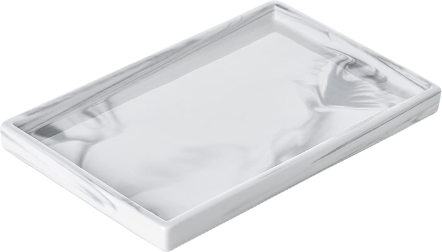Redelaenor White Marble Ceramic Rectangle Tray, Decorative Catchall