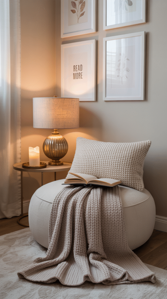 Bedroom corner styled as a cozy reading or relaxation nook