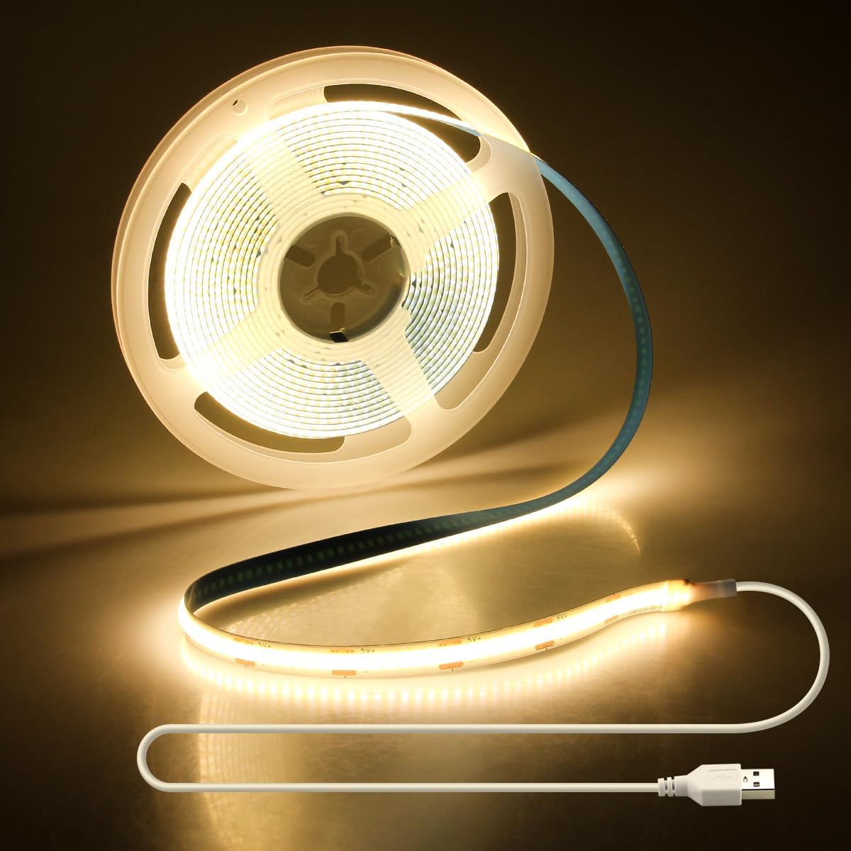 Aclorol 13.12FT USB COB LED Strip Lights, Warm White, Self-Adhesive