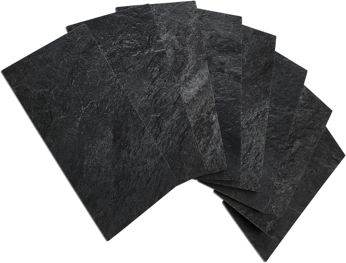 AULIGET 100 Piece Black Slate Peel and Stick Backsplash Wall Tiles