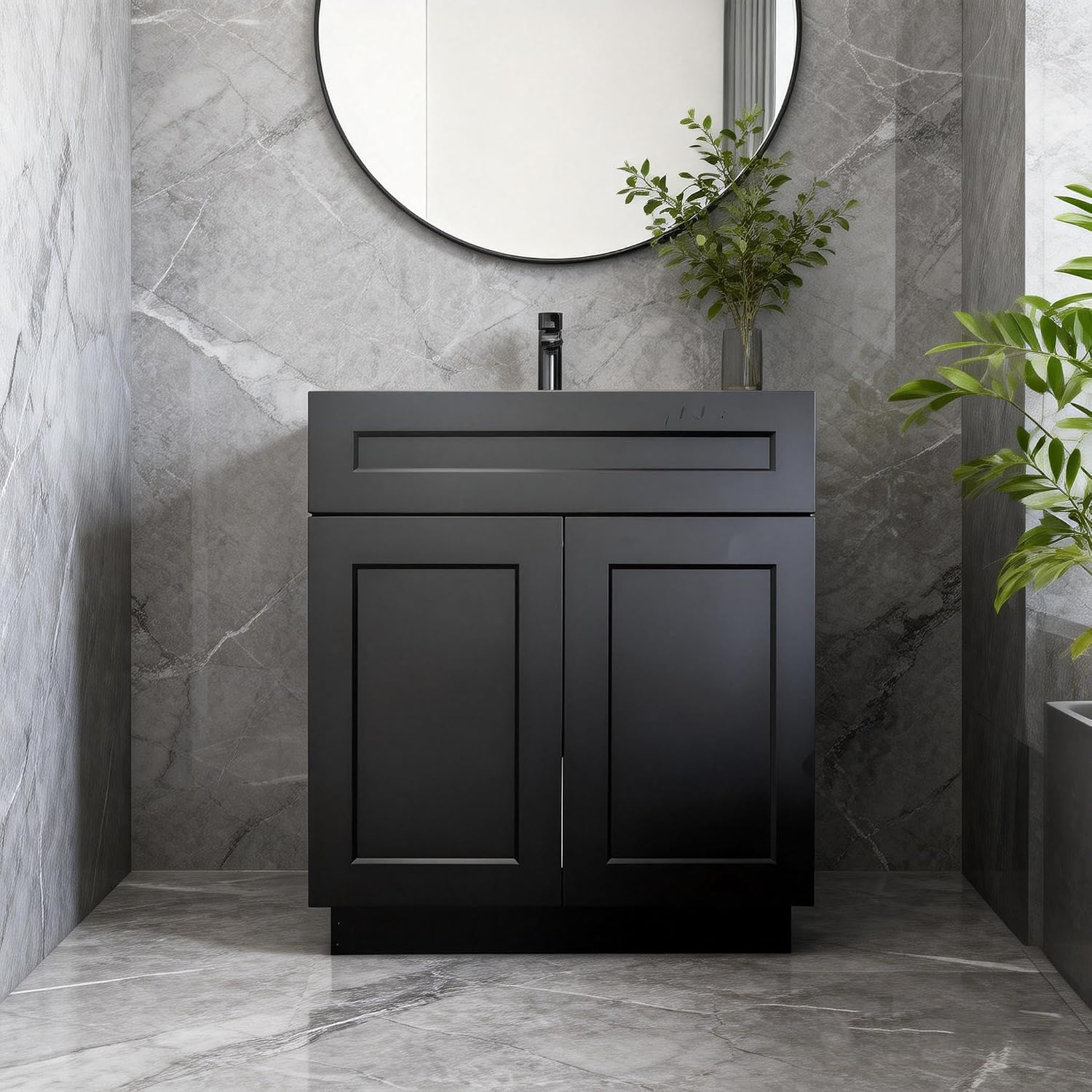 Black Shaker Bathroom Vanity Base 30