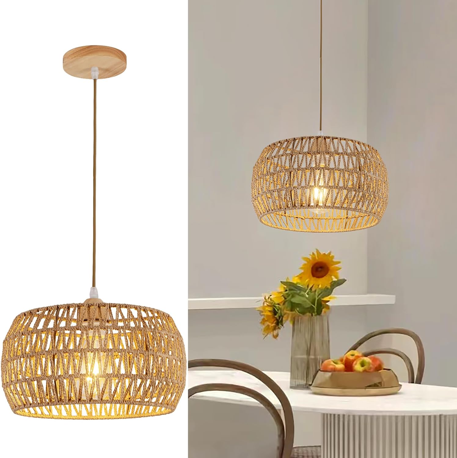 Rattan Bohemian Pendant Light Fixture