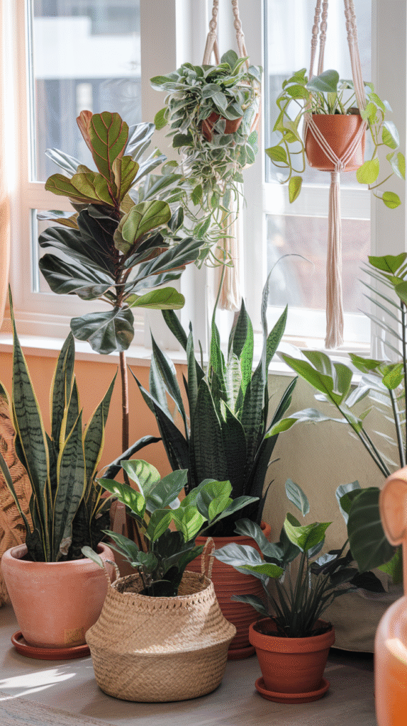 Greenery spread throughout the apartment for a lived-in feel
