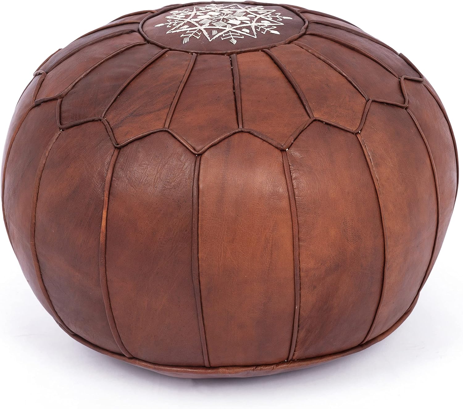 Marrakesh Gallery Genuine Leather Moroccan Pouf, Unstuffed
