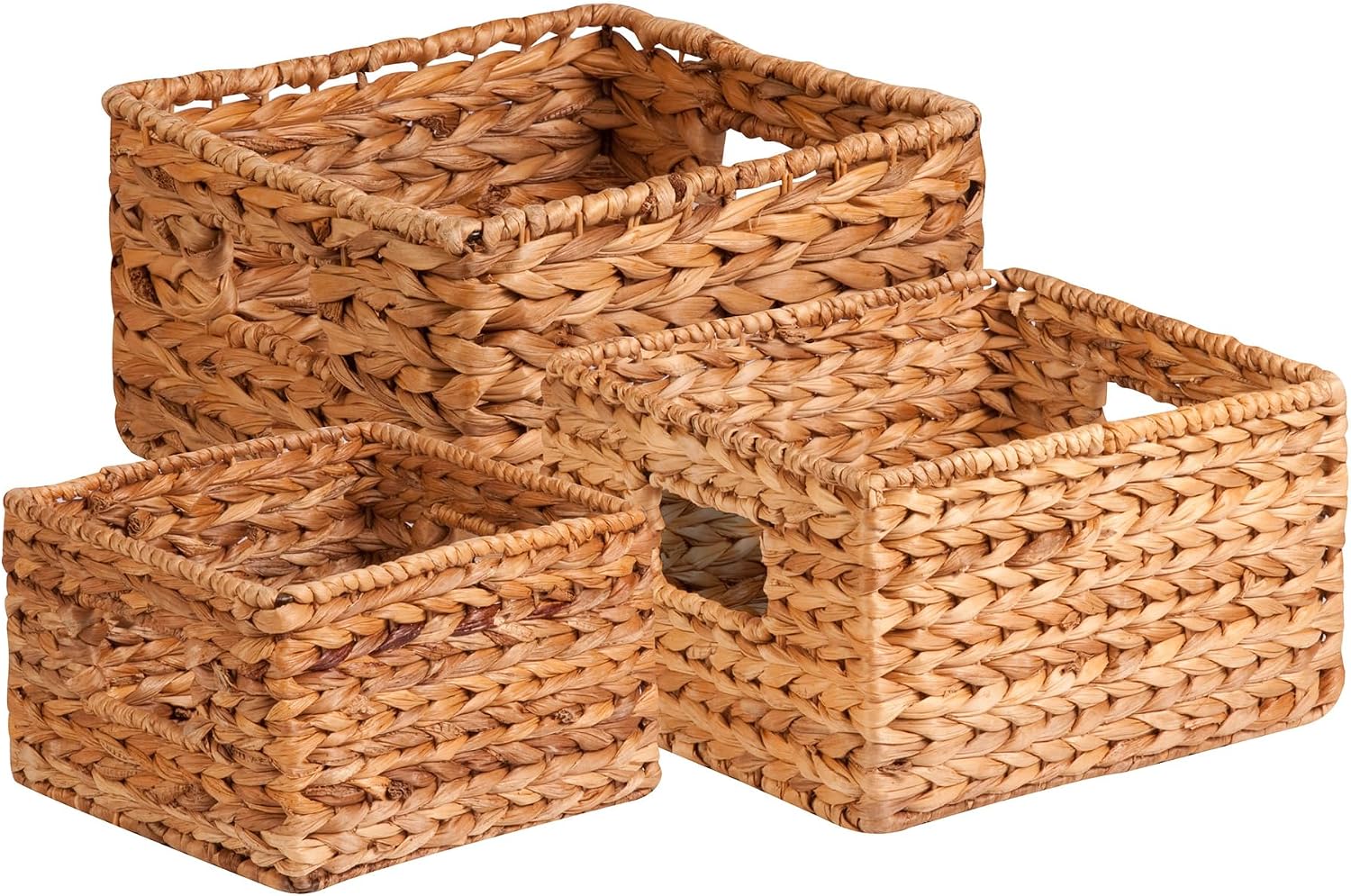 Honey-Can-Do Woven Water Hyacinth Storage Baskets, Set of 3