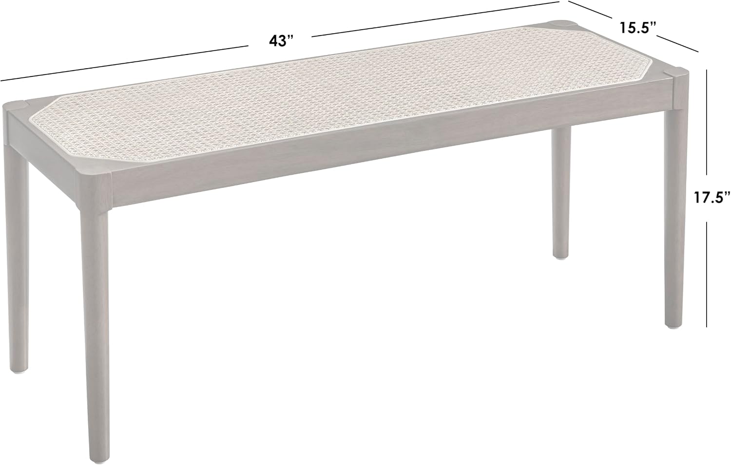 Noelle Natural Cane Seat Bench Walnut
