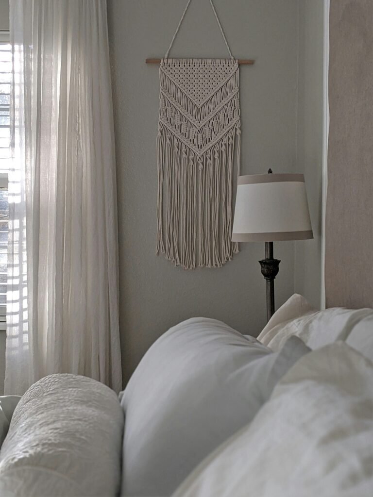 Textured wall decor adding soul to a boho farmhouse interior
