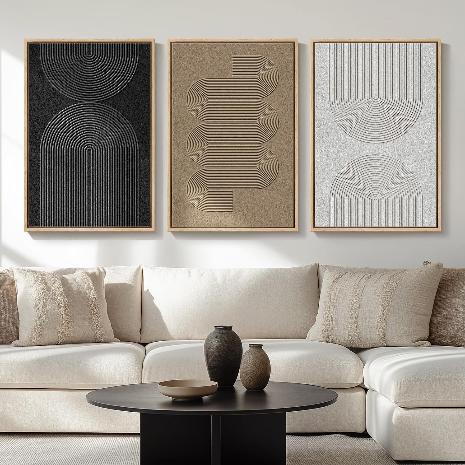 Large Framed Boho Abstract Wall Art, 24x36