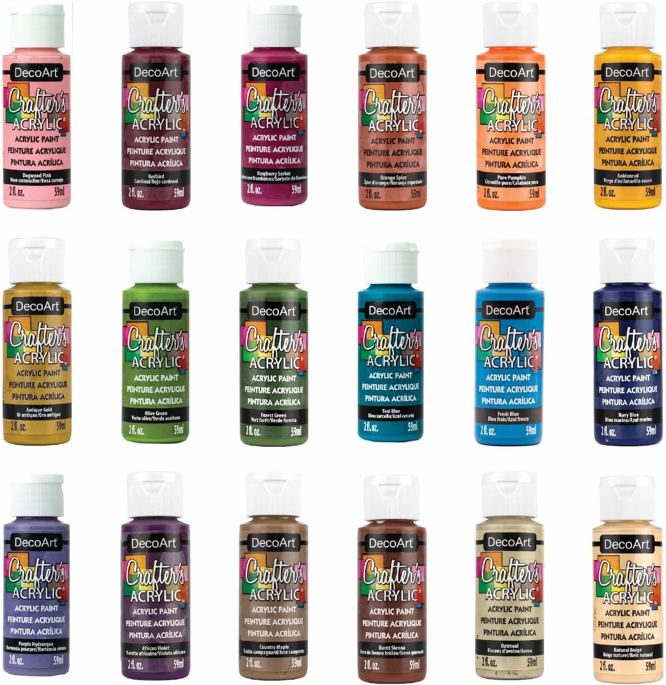 DecoArt Crafter's Acrylic Fall Colors Paint Set, 18 x 2 fl oz