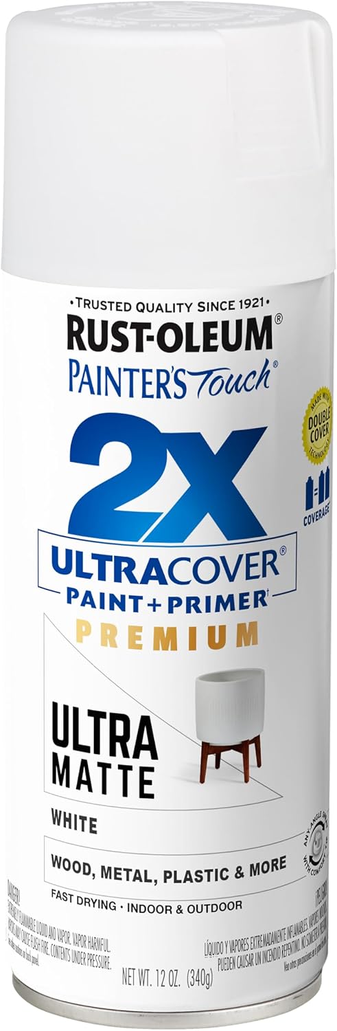 Rust-Oleum Painter's Touch 2X Ultra Cover Spray Paint, Ultra Matte White